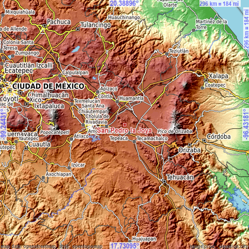 Topographic map of San Pedro la Joya