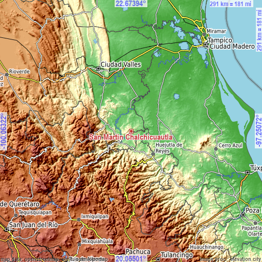 Topographic map of San Martín Chalchicuautla