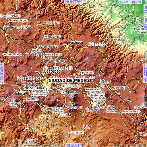 Topographic map of San Marcos Guaquilpan