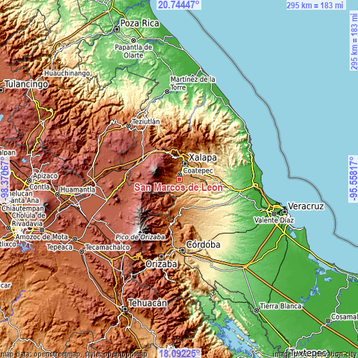 Topographic map of San Marcos de León