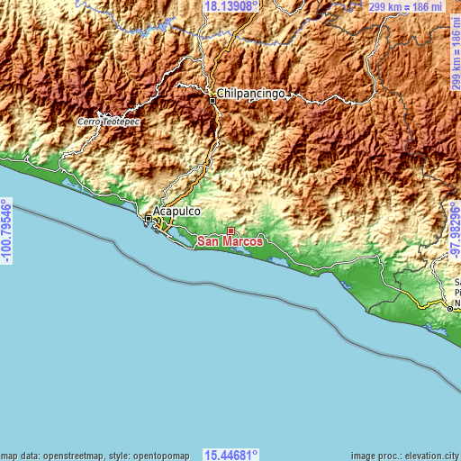 Topographic map of San Marcos