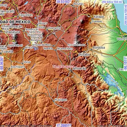 Topographic map of Temalacayuca