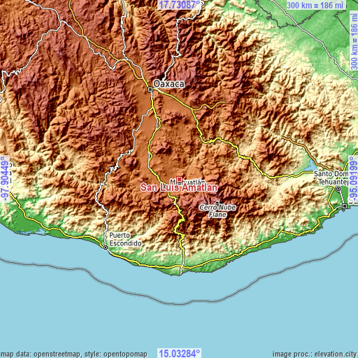 Topographic map of San Luis Amatlán