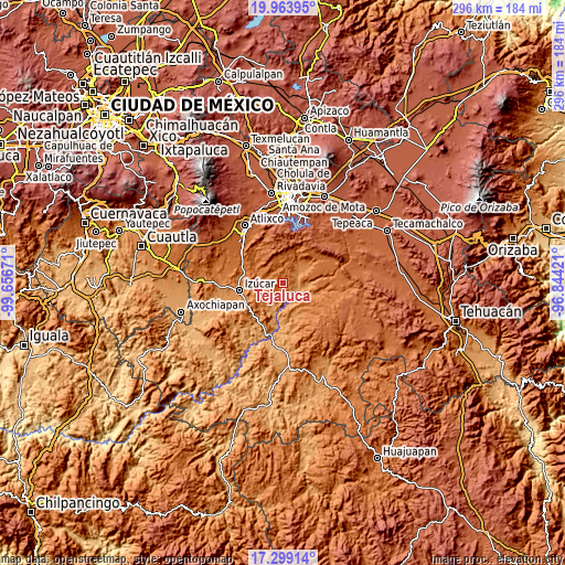 Topographic map of Tejaluca