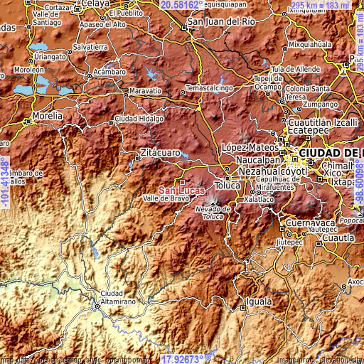 Topographic map of San Lucas