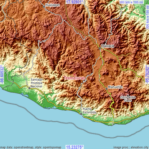 Topographic map of Texmelucan