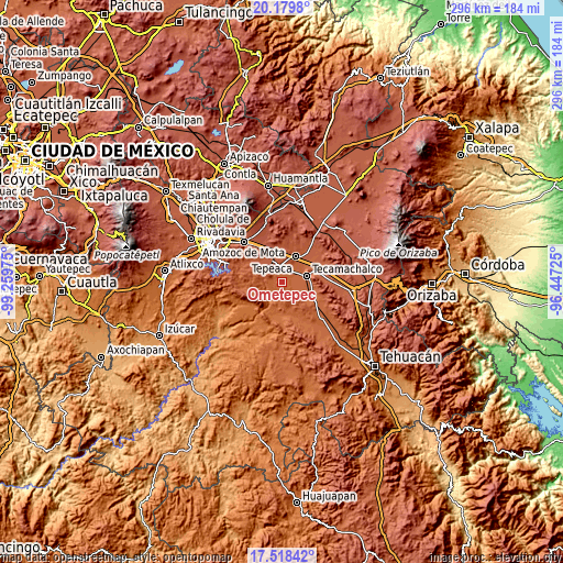 Topographic map of Ometepec