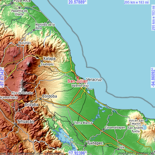 Topographic map of San Julián