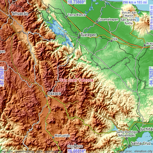 Topographic map of San Juan Yatzona