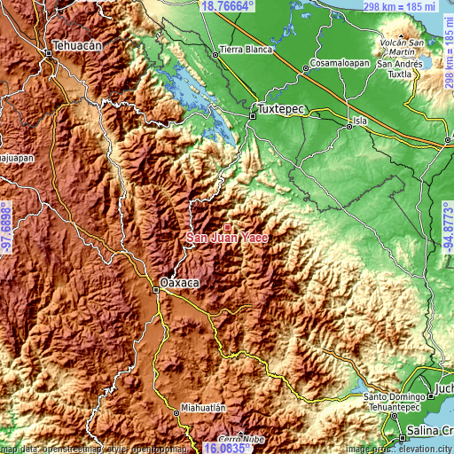 Topographic map of San Juan Yaee