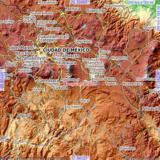 Topographic map of Tianguismanalco