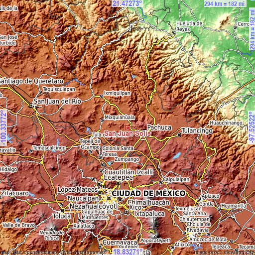 Topographic map of San Juan Solís