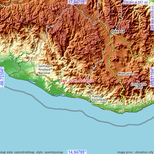 Topographic map of San Juan Quiahue