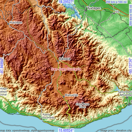 Topographic map of San Juan Guelavía