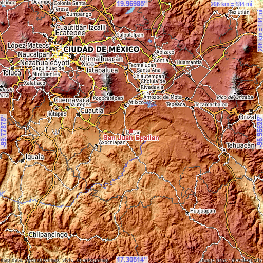 Topographic map of San Juan Epatlán