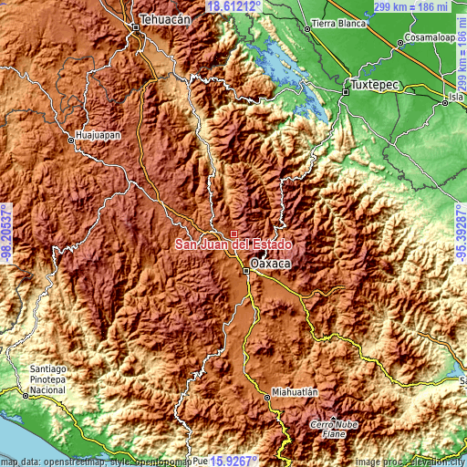 Topographic map of San Juan del Estado