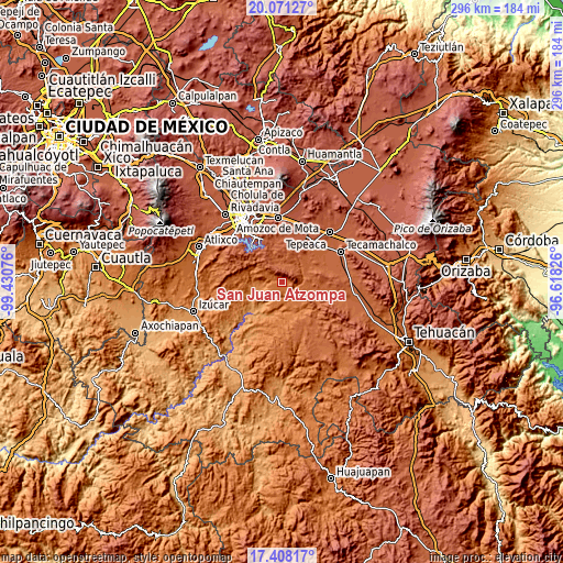 Topographic map of San Juan Atzompa