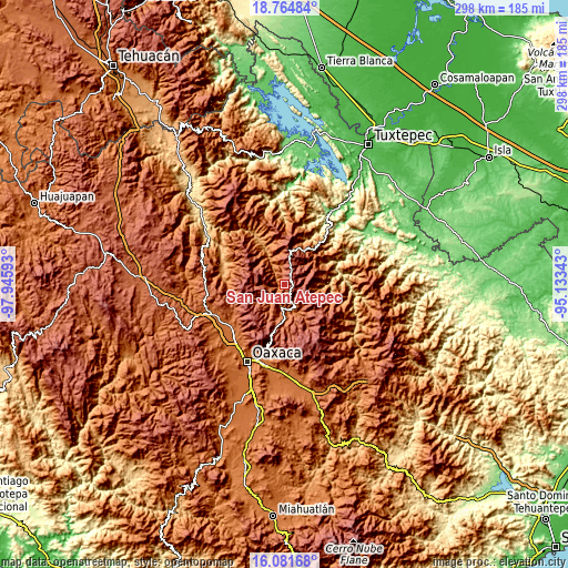 Topographic map of San Juan Atepec