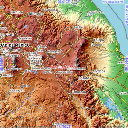 Topographic map of San Juan Atenco