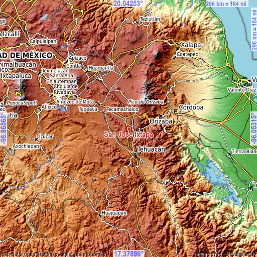 Topographic map of San José Ixtapa