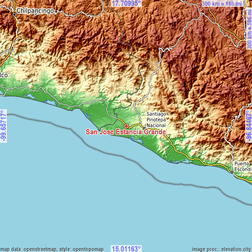 Topographic map of San José Estancia Grande