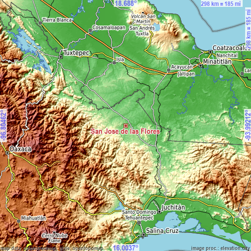 Topographic map of San José de las Flores