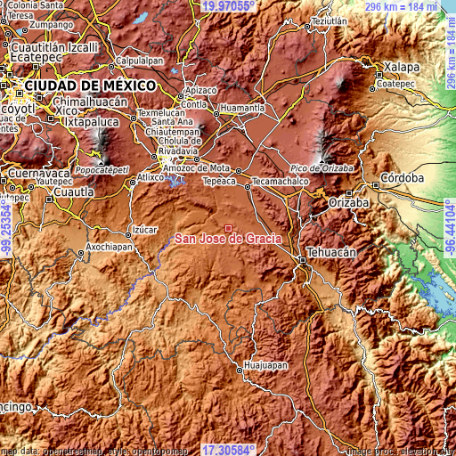Topographic map of San José de Gracia