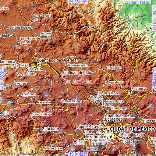 Topographic map of San José Atlán