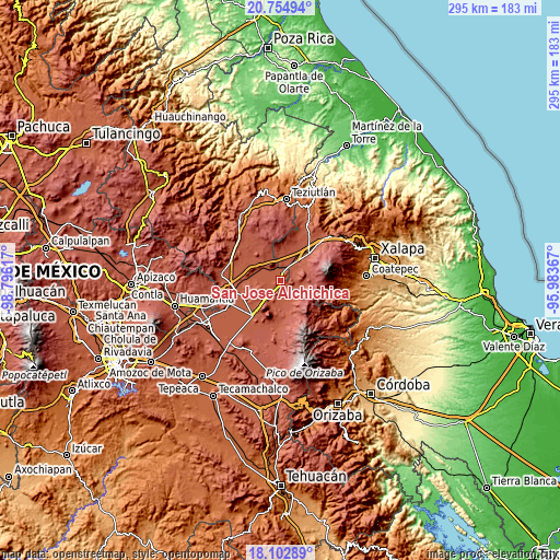 Topographic map of San José Alchichica