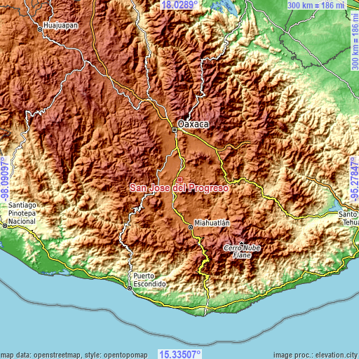 Topographic map of San José del Progreso