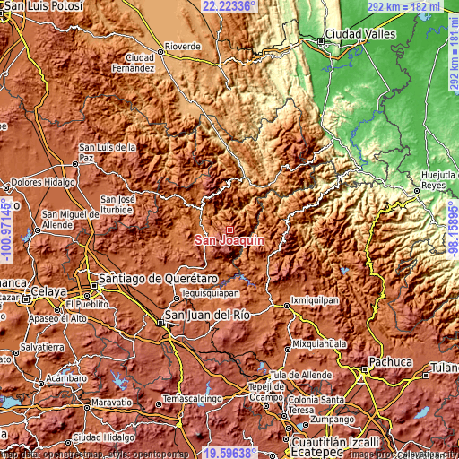 Topographic map of San Joaquín