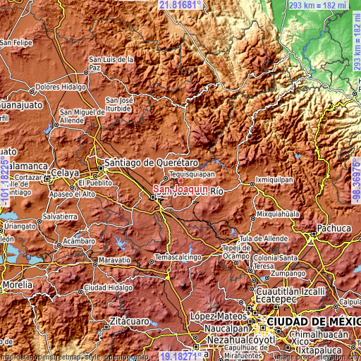 Topographic map of San Joaquín