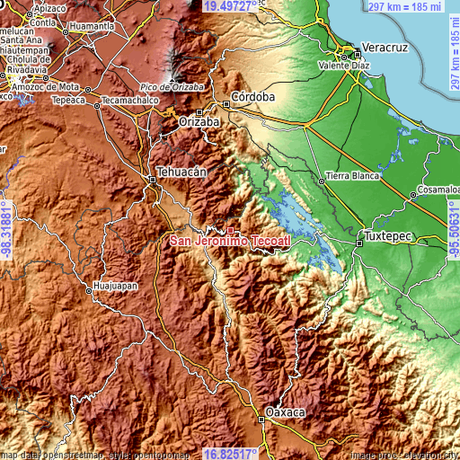 Topographic map of San Jerónimo Tecóatl