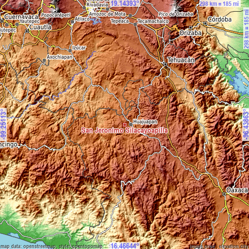 Topographic map of San Jerónimo Silacayoapilla
