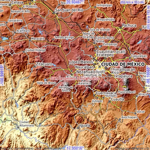 Topographic map of San Jerónimo Chicahualco