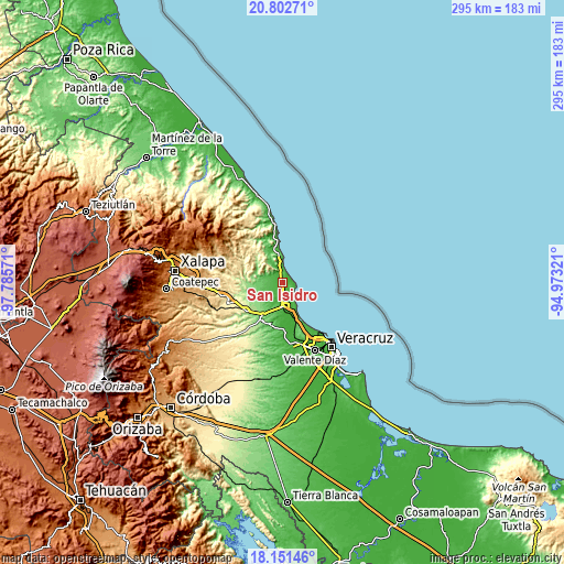 Topographic map of San Isidro