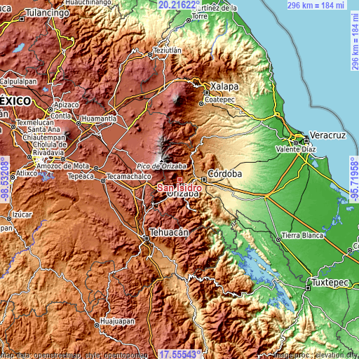 Topographic map of San Isidro