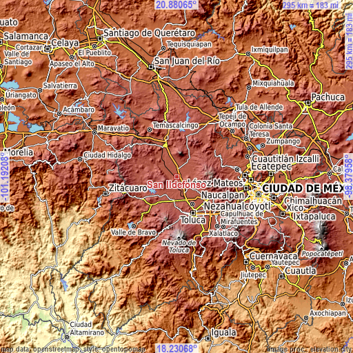 Topographic map of San Ildefonso