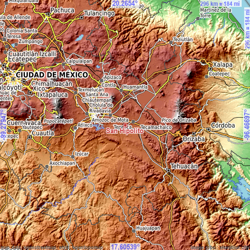 Topographic map of San Hipólito