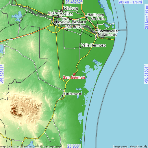 Topographic map of San Germán