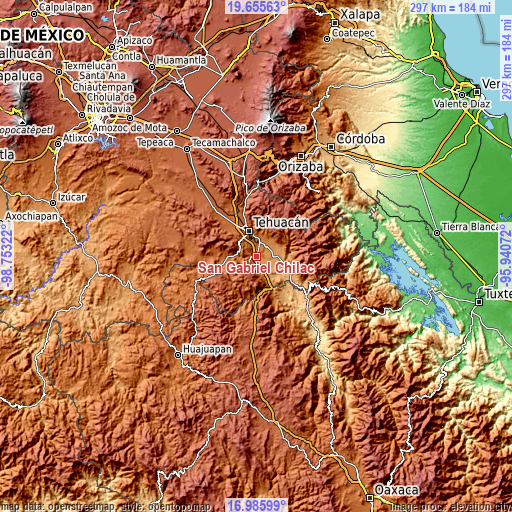 Topographic map of San Gabriel Chilac