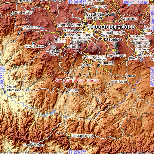 Topographic map of San Gabriel las Palmas