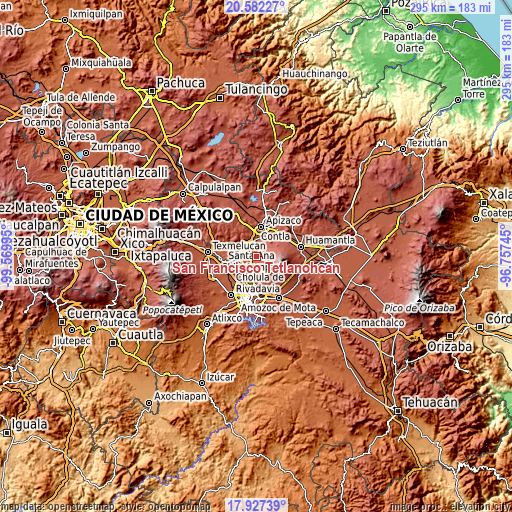 Topographic map of San Francisco Tetlanohcan