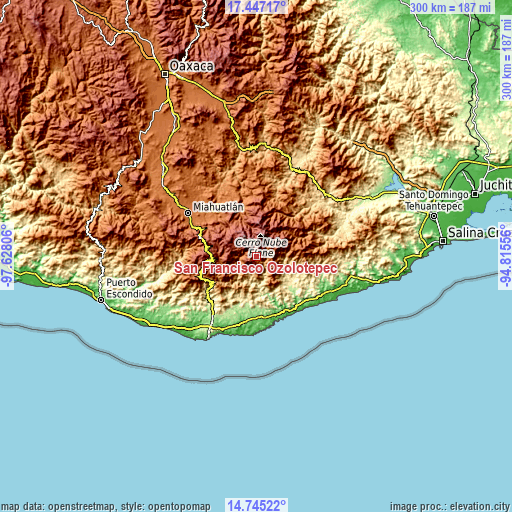 Topographic map of San Francisco Ozolotepec