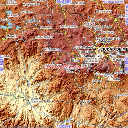 Topographic map of San Francisco Oxtotilpan