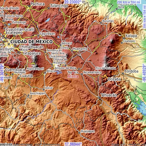 Topographic map of Mixtla