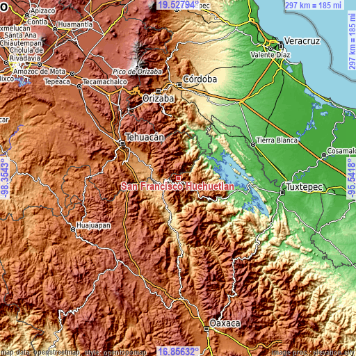 Topographic map of San Francisco Huehuetlán