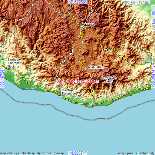 Topographic map of San Francisco Coatlán