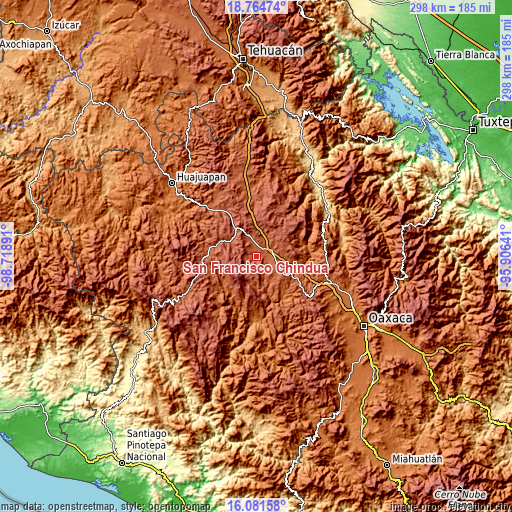 Topographic map of San Francisco Chindúa