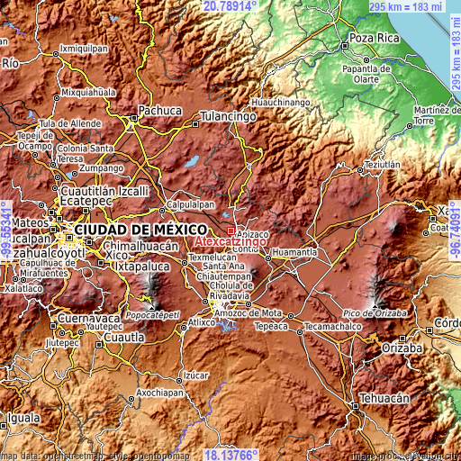 Topographic map of Atexcatzingo